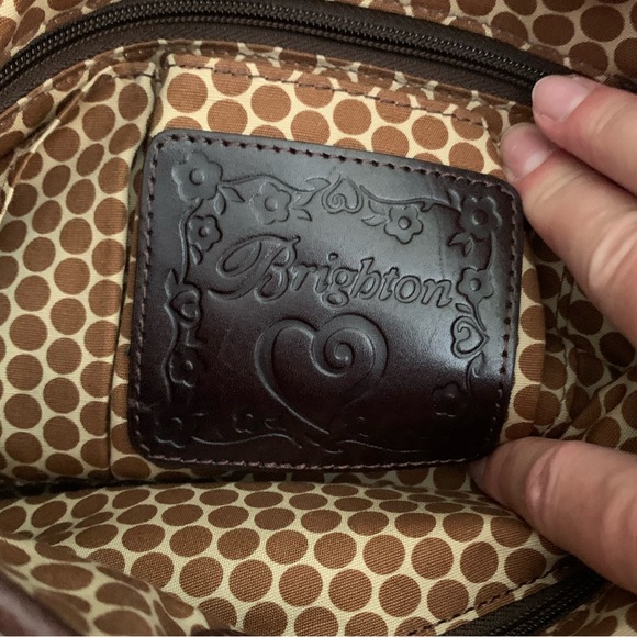 Brighton Peace Sign Brown Tote Purse - Picture 7 of 10